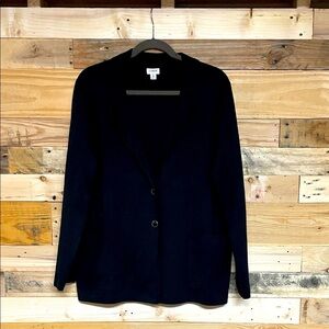 J. Crew size Medium 100% Cotton Black Super Soft & Stretchy Two Button Blazer